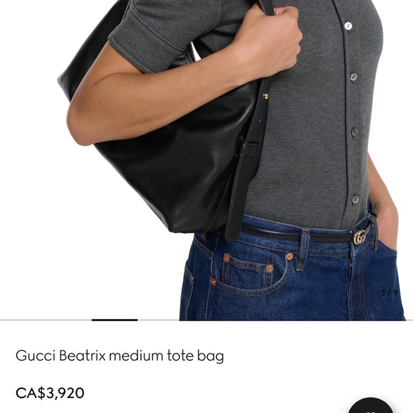 Vintage Gucci black leather drawstring medium shoulder tote bag - Picture 15 of 16